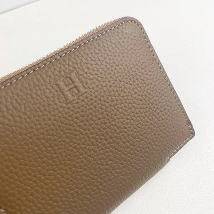 HM SILK'IN SHORT WALLET 11.5 BROWN GRAINED CALFSKIN