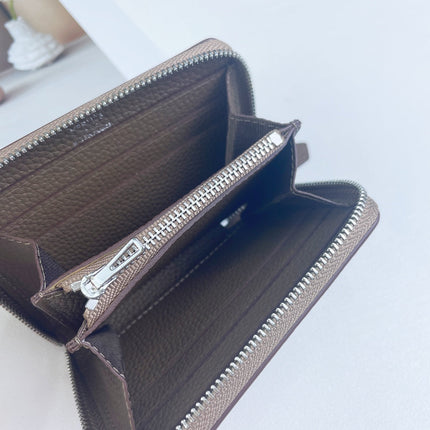 HM SILK'IN SHORT WALLET 11.5 BROWN GRAINED CALFSKIN