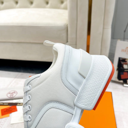 GIGA SNEAKER IN WHITE CREAM STITCHED MESH AND CALFSKIN