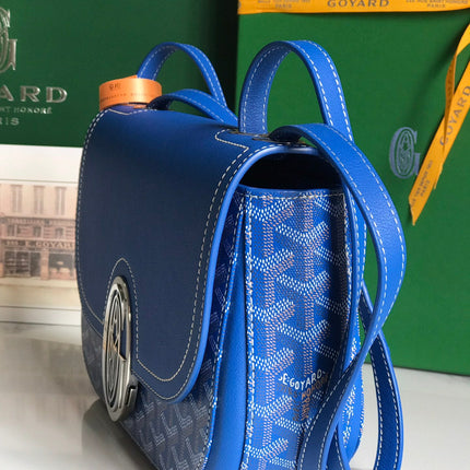 233 BAG 25 IN SAPPHIRE BLUE CALFKIN AND GOYARDINE CANVAS