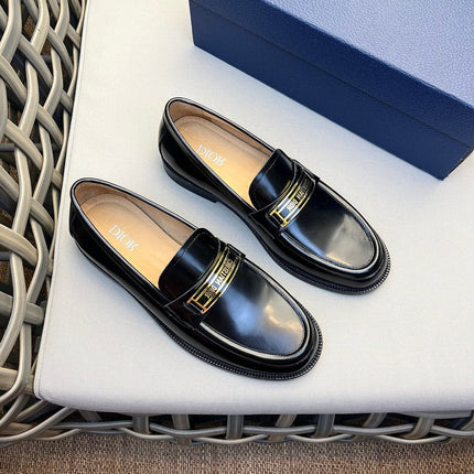 CD CODE LOAFER BLACK CALFSKIN WITH GOLD LOGO