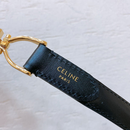 Hook & Loop 20mm TRIOMPHE Logo Square Adjustable Belt Black Calfskin Ghw