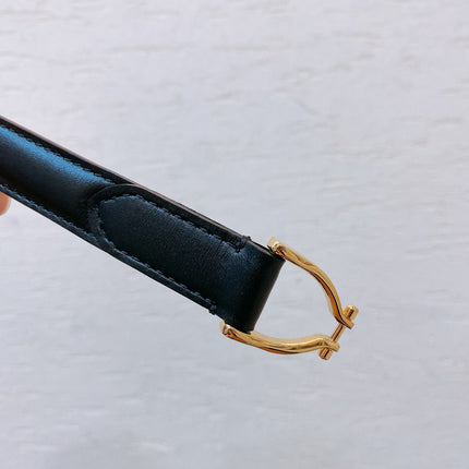 Hook & Loop 20mm TRIOMPHE Logo Square Adjustable Belt Black Calfskin Ghw