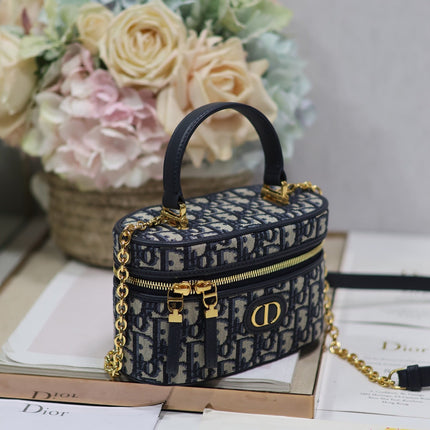 CARO 16 MINI VANITY CASE IN BLUE MONOGRAM OBLIQUE JACQUARD FABRIC