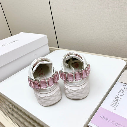 JIMMY CHOO 26S CRYSTAL-STRAP SNEAKERS IN WHITE CALFSKIN STYLE 2