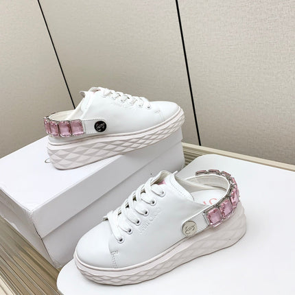 JIMMY CHOO 26S CRYSTAL-STRAP SNEAKERS IN WHITE CALFSKIN STYLE 2
