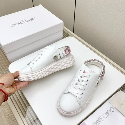 JIMMY CHOO 26S CRYSTAL-STRAP SNEAKERS IN WHITE CALFSKIN STYLE 2