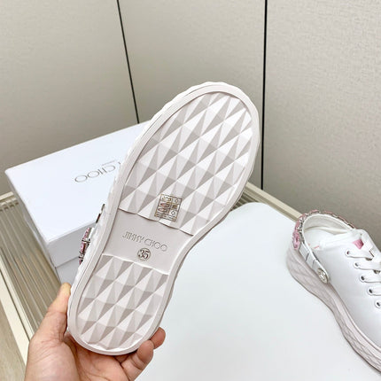 JIMMY CHOO 26S CRYSTAL-STRAP SNEAKERS IN WHITE CALFSKIN STYLE 2