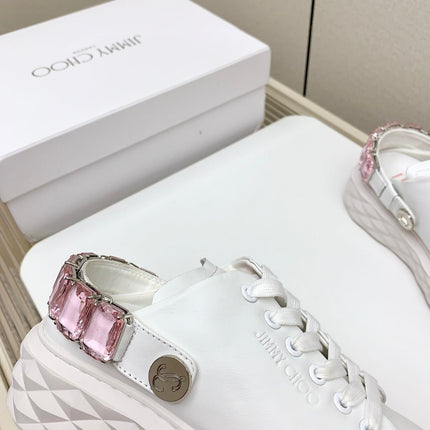 JIMMY CHOO 26S CRYSTAL-STRAP SNEAKERS IN WHITE CALFSKIN STYLE 2