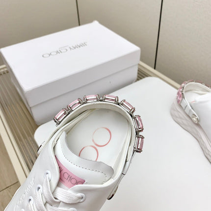 JIMMY CHOO 26S CRYSTAL-STRAP SNEAKERS IN WHITE CALFSKIN STYLE 2
