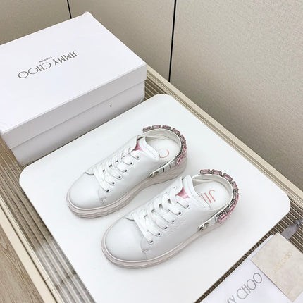 JIMMY CHOO 26S CRYSTAL-STRAP SNEAKERS IN WHITE CALFSKIN STYLE 2