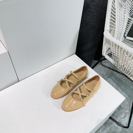FLAT MARY JANE IN SEPIA TAN CALFSKIN