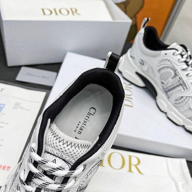CD CHRONO SNEAKERS IN WHITE AND BLACK MESH