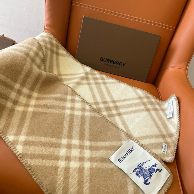 CHECK WOOL 182 CM SCARF CAMEL BROWN 405051