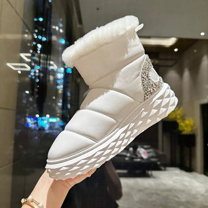 JIMMY CHOO 26S ANKLE SNOW BOOTS IN WHITE LEATHER