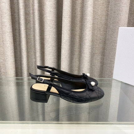 PEARL MARY JANE SLINGBACKS IN BLACK LAMBSKIN 30 MM