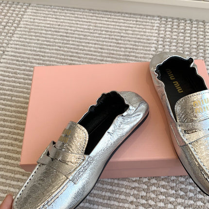 NAPPA LOAFERS IN SILVER METALLIC LAMBSKIN