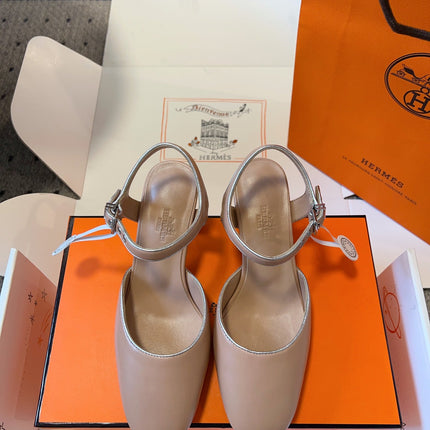 KLEO HIGH SLINGBACK IN CREPE PINK CALFSKIN