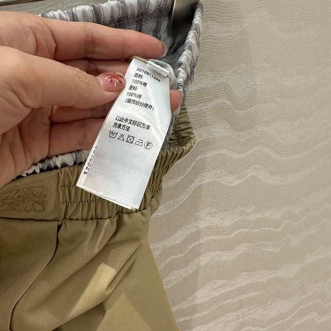 Loewe Wide-leg Straight Pants Beige Cotton