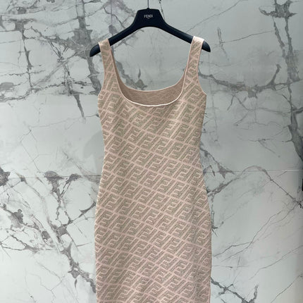 FEND 25S JACQUARD KNITTED VEST DRESS 264019