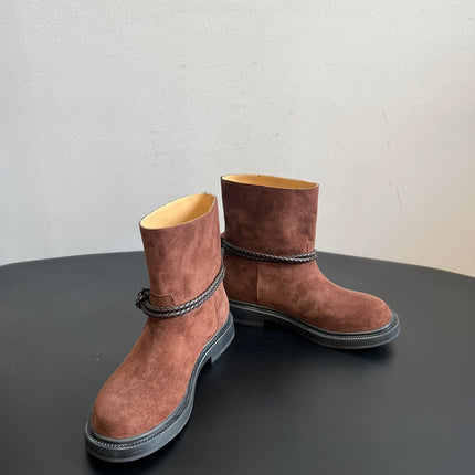 BOTTEGA VENETA 26S ANKLE BOOTS IN BROWN SUEDE