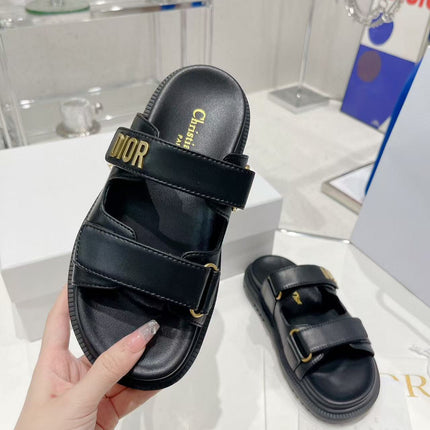 CD DIORACT SANDALS IN BLACK LAMBSKIN