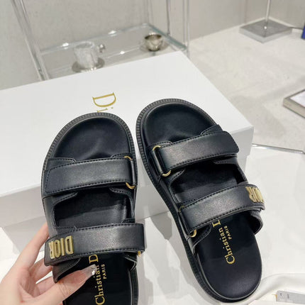 CD DIORACT SANDALS IN BLACK LAMBSKIN