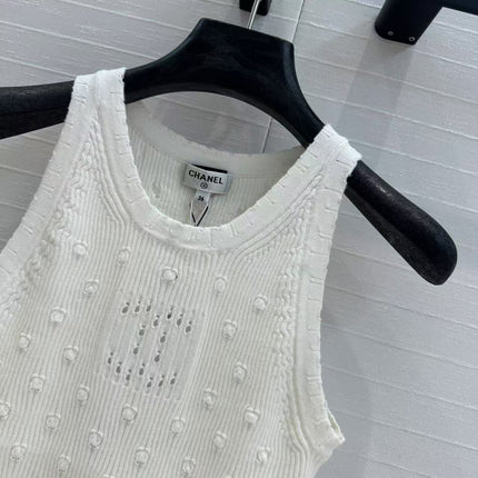 CC 25 White Knitted Tank Top