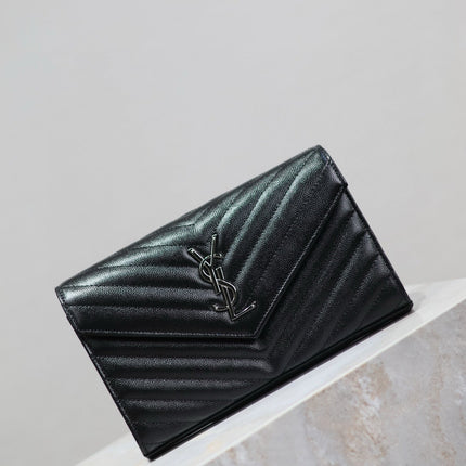 WOC 23 IN BLACK CAVIAR LAMBSKIN SILVER HARDWARE