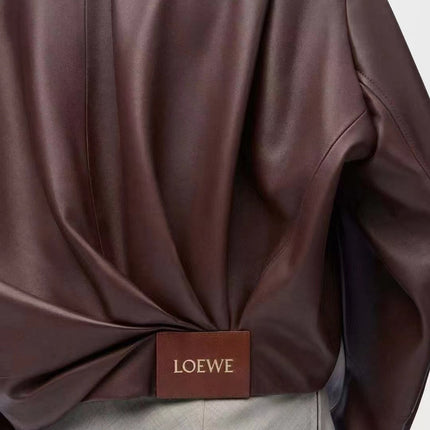 LOEWE Draped Jacket Brown Nappa Lambskin