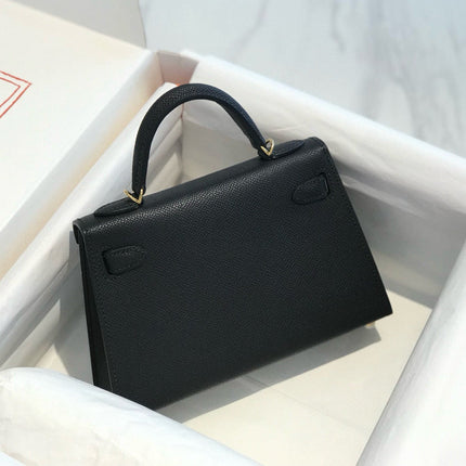 HM KELLY MINI 19 BLACK EPSOM CALFSKIN GOLD HARDWARE
