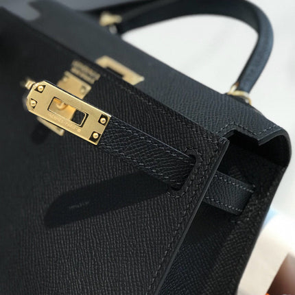 HM KELLY MINI 19 BLACK EPSOM CALFSKIN GOLD HARDWARE