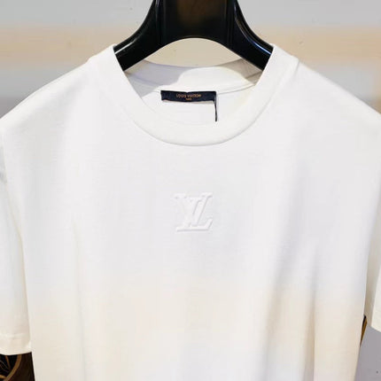 LV White Logo T-Shirt White Cotton