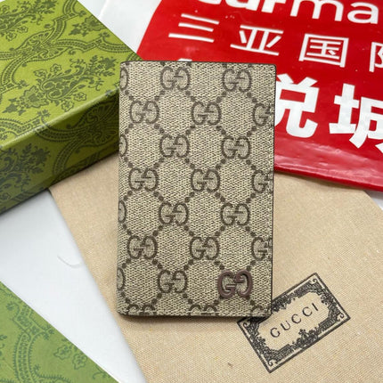 GG LONG CARD CASE IN BEIGE MIX BROWN CANVAS