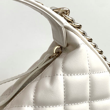 MINI HOBO BAG 16 IN WHITE LAMBSKIN