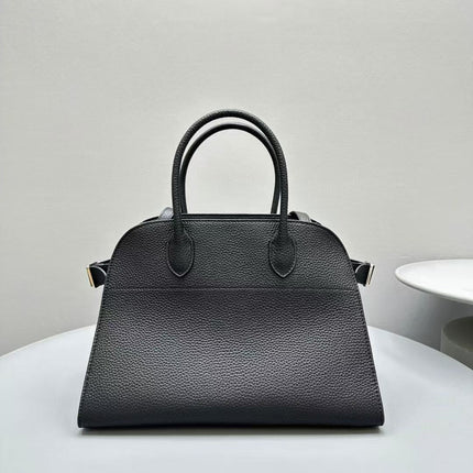 MINIMALIST STRUCTURED SILHOUETTE HANDBAG IN BLACK CALFSKIN