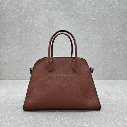 MINIMALIST STRUCTURED SILHOUETTE HANDBAG 32 IN BROWN CALFSKIN