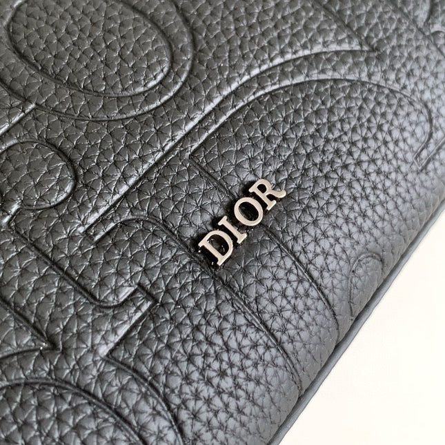 CLUTCH 27 BAG IN BLACK CALFSKIN EMBOSSED LOGO