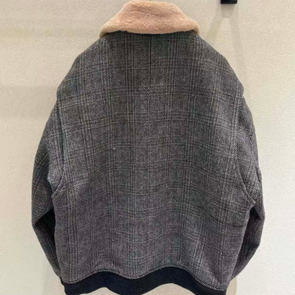 MIUMIU JACKET IN GREY PLAID WOOL