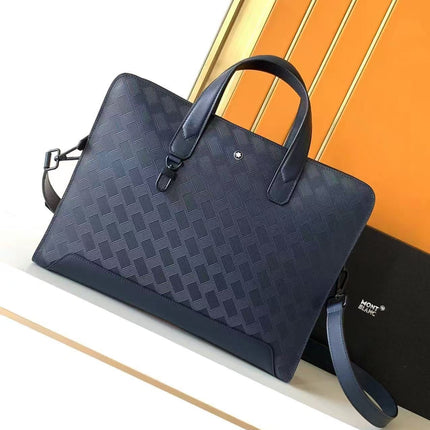 MONTBLANC EXTREME BRIEFCASE 37 IN NAVY BLUE CALFSKIN