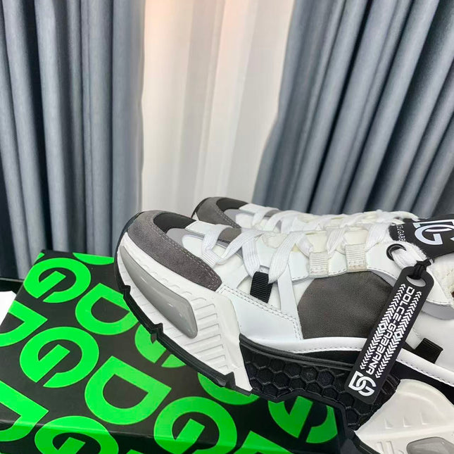 D&G AIRMASTER LOW-TOP SNEAKERS IN WHITE MIX GREY MESH