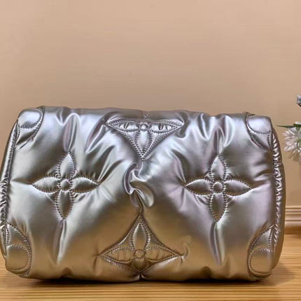 LV 26S PILLOW BOSTON BAG IN SILVER NYLON LEATHER