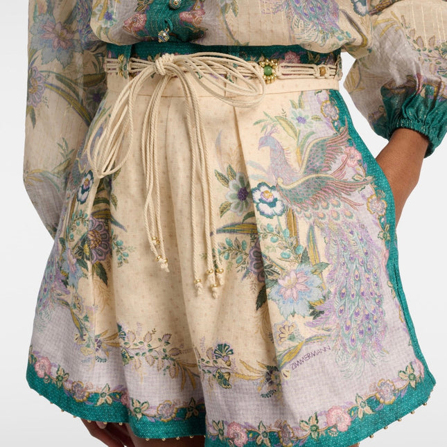 ZIMMERMANN 26 INDRA PRINTED SHIRT AND SHORTS SET STYLE 9626