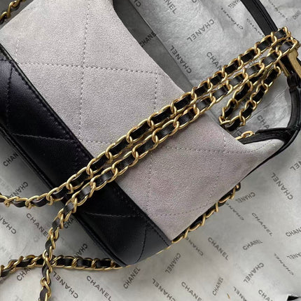 CHANEL 26S MINI BUCKET BAG IN BEIGE BLACK CAVIAR LEATHER