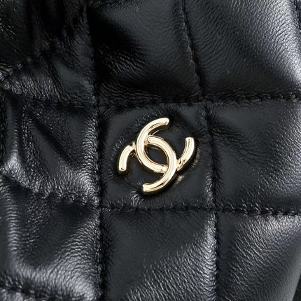 CHANEL 26S DRAWSTRING BUCKET BAG IN BLACK CALFSKIN