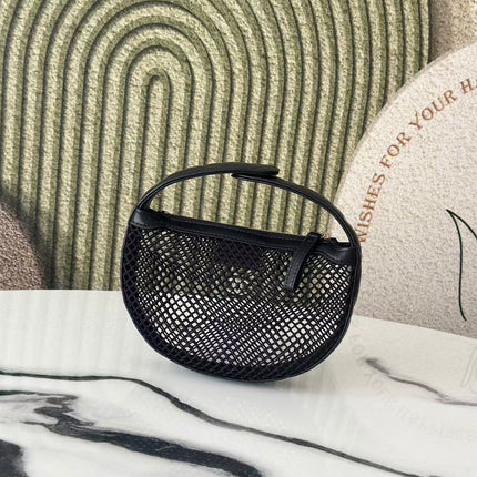 CC 26S MINI HOBO BAG IN BLACK MESH AND LEATHER