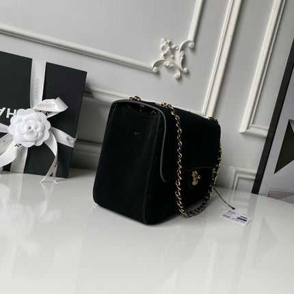 CHANEL 26S CLASSIC FLAP BAG IN BLACK VELVET SUEDE