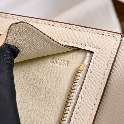 BEARN LONG 17 WALLET IN BEIGE CREAM EPSOM WITH GOLD HARDWARE