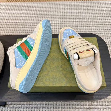 GUCCI 26S LOAFERS IN MULTICOLOR DENIM AND CALFSKIN