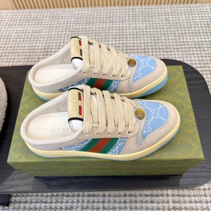 GUCCI 26S LOAFERS IN MULTICOLOR DENIM AND CALFSKIN